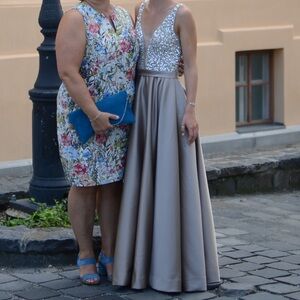 Sequin Embellished Champagne/Brown Gown